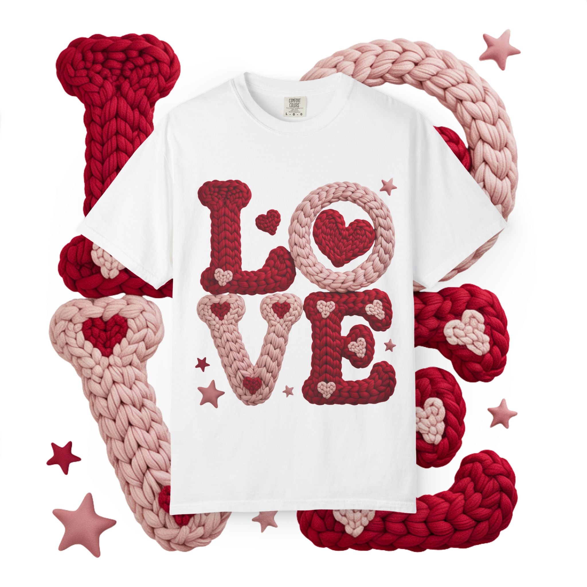 Love Knit Graphic T-Shirt — Valentine’s Day Heart Design