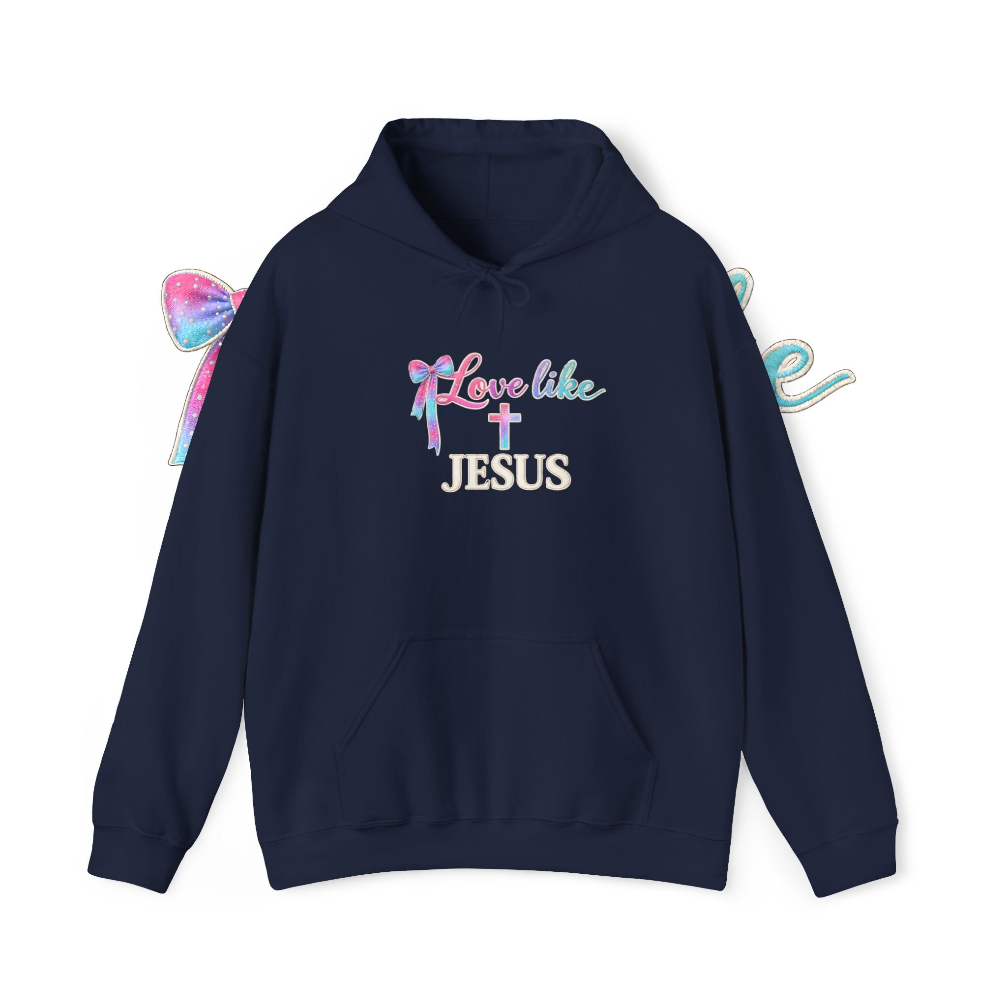 Love Like Jesus Hoodie — Faith-Based Christian Pullover with Cross Design