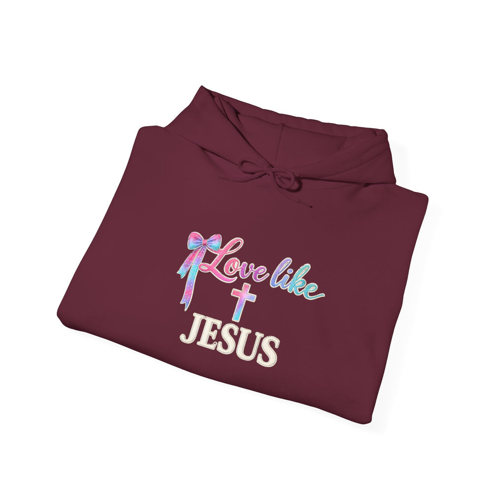 Love Like Jesus Hoodie — Faith-Based Christian Pullover with Cross Design