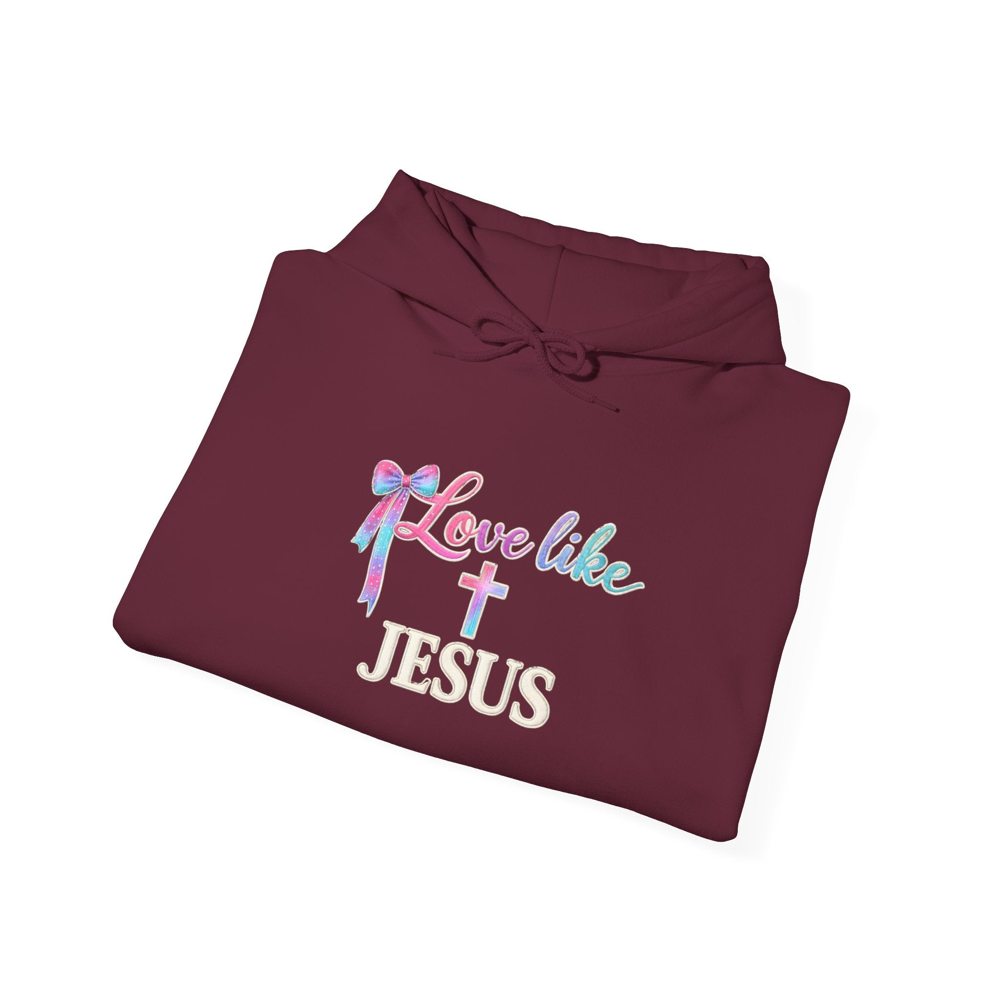 Love Like Jesus Hoodie — Faith-Based Christian Pullover with Cross Design