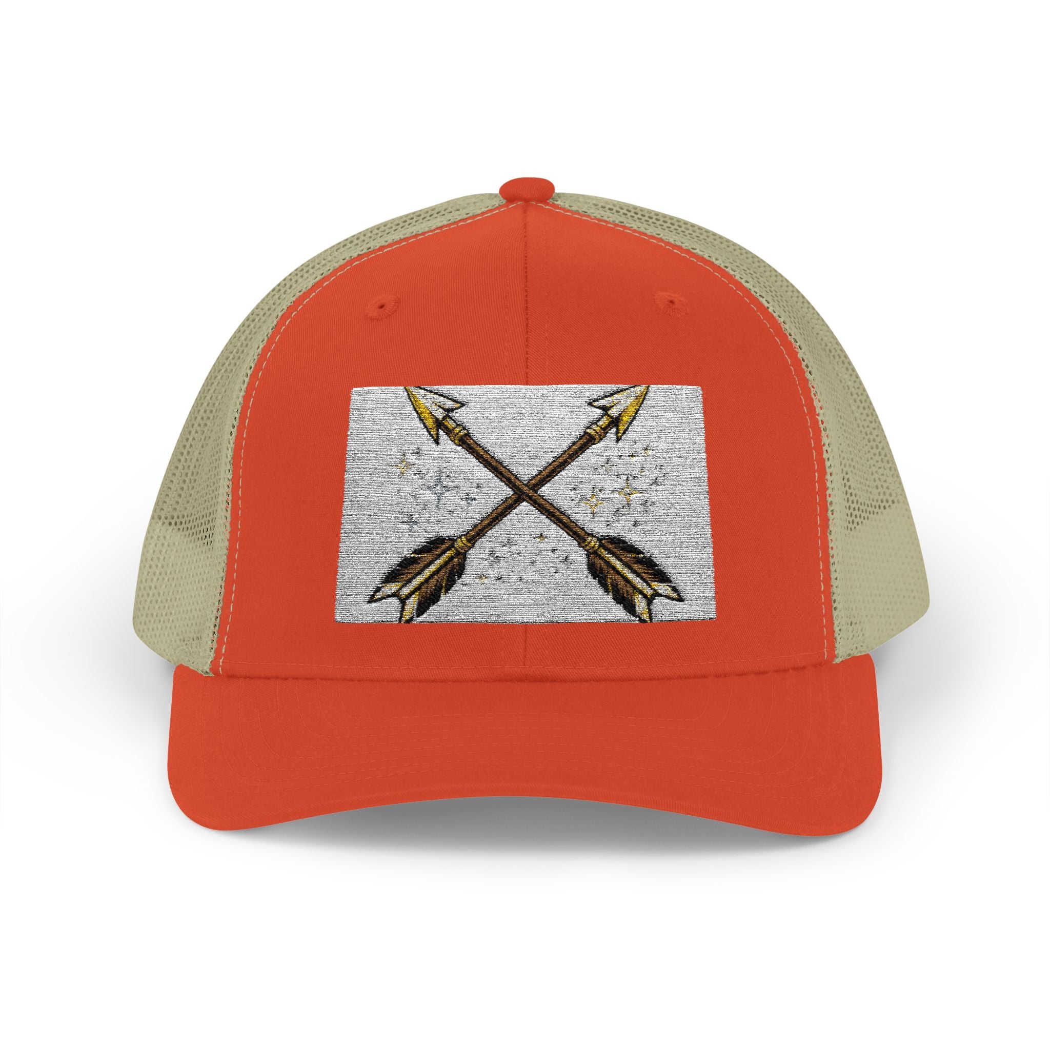 Arrow Cross Trucker Cap — Rustic Tribal Arrow Snapback Hat