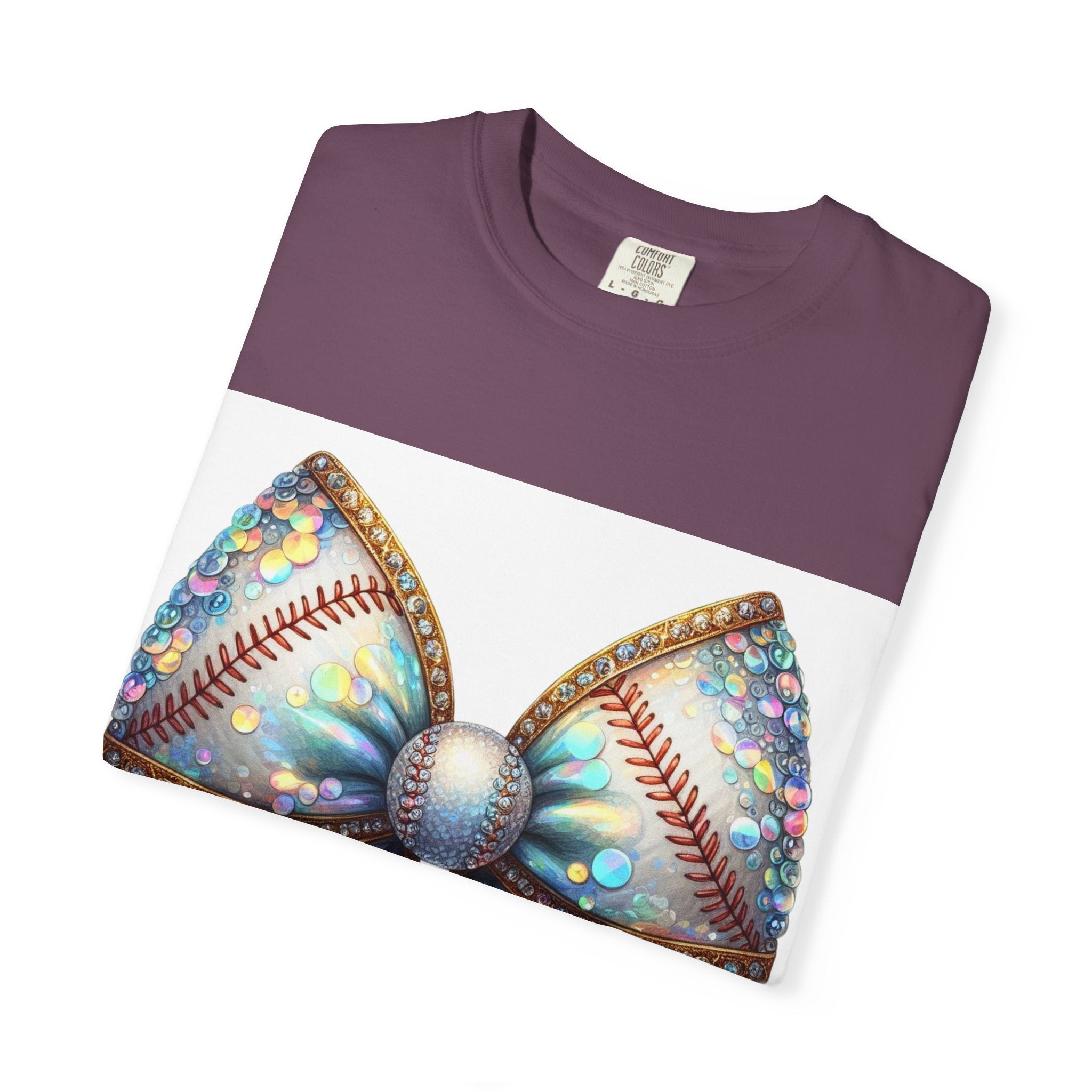 Sequin Bow Graphic T-Shirt — Shimmering Ribbon Art Tee
