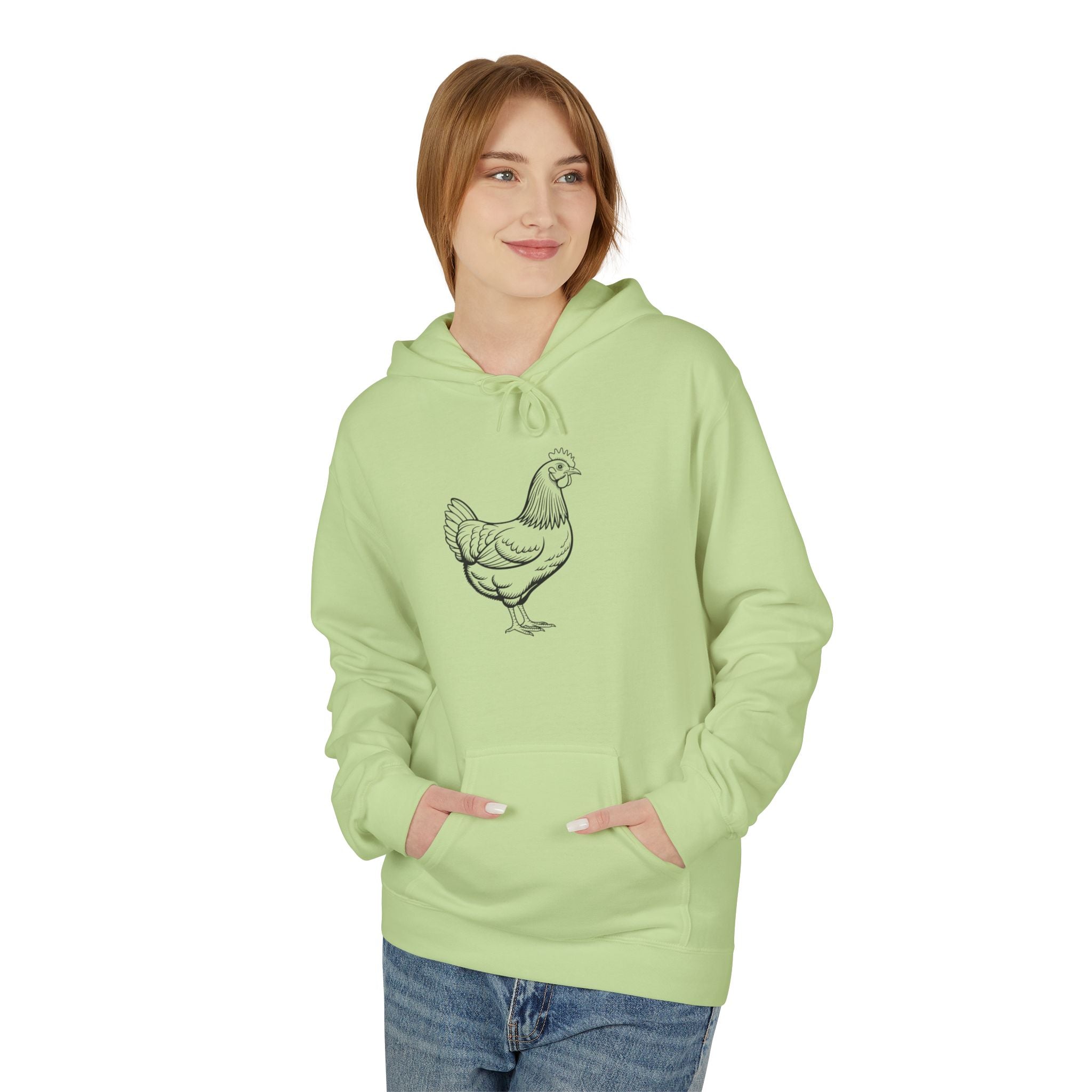 Chicken Line Art Hoodie — Minimal Farmhouse Poultry Graphic