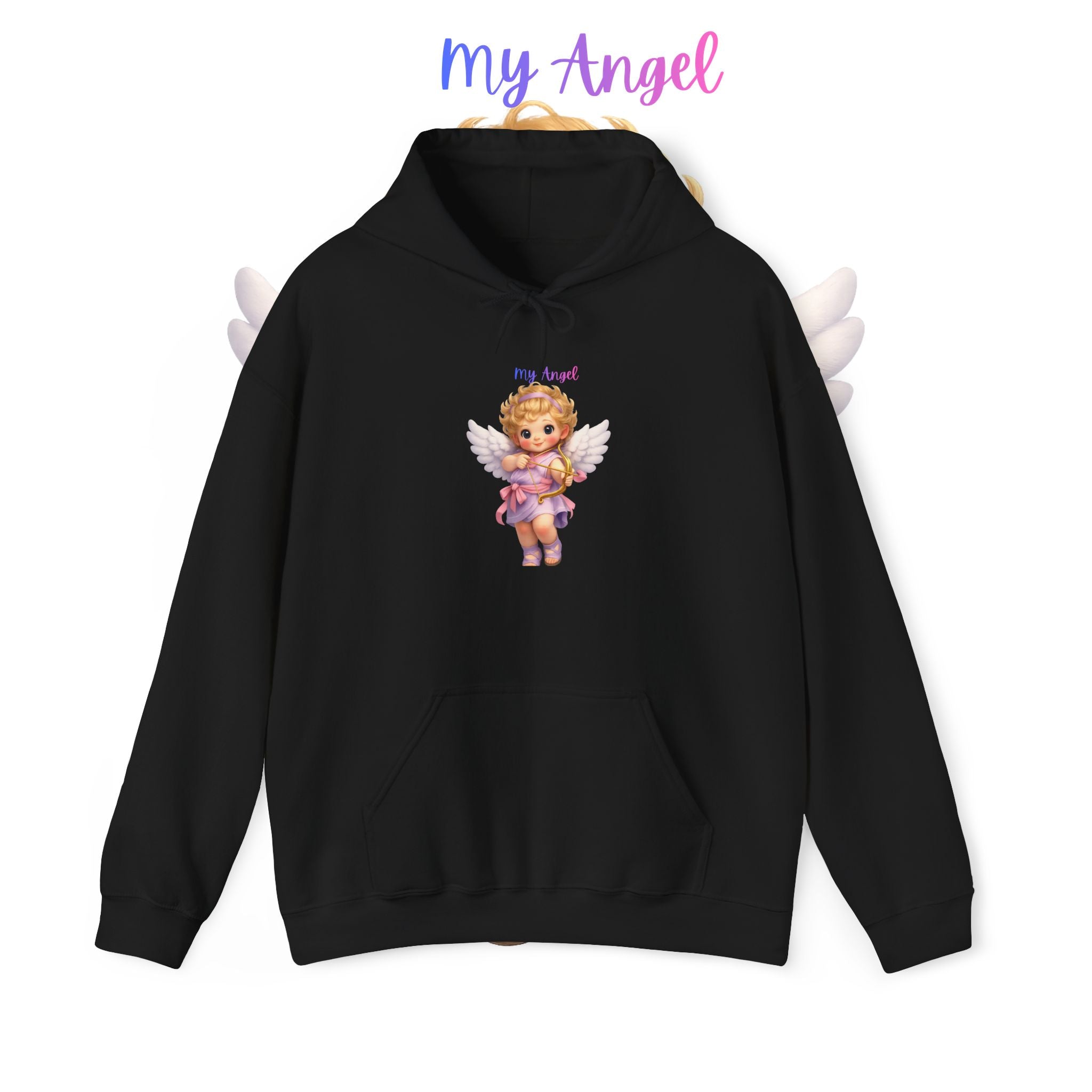 Angel Cherub Hoodie — 'Pray Hard' Cute Vintage Baby Angel Pullover