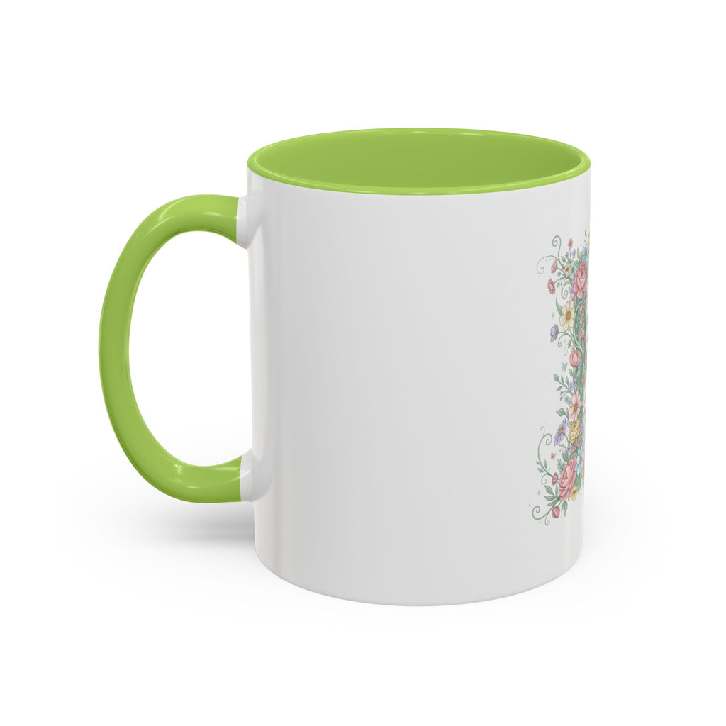 Floral Monogram 'K' Accent Coffee Mug — Elegant Initial Gift (11oz, 15oz)