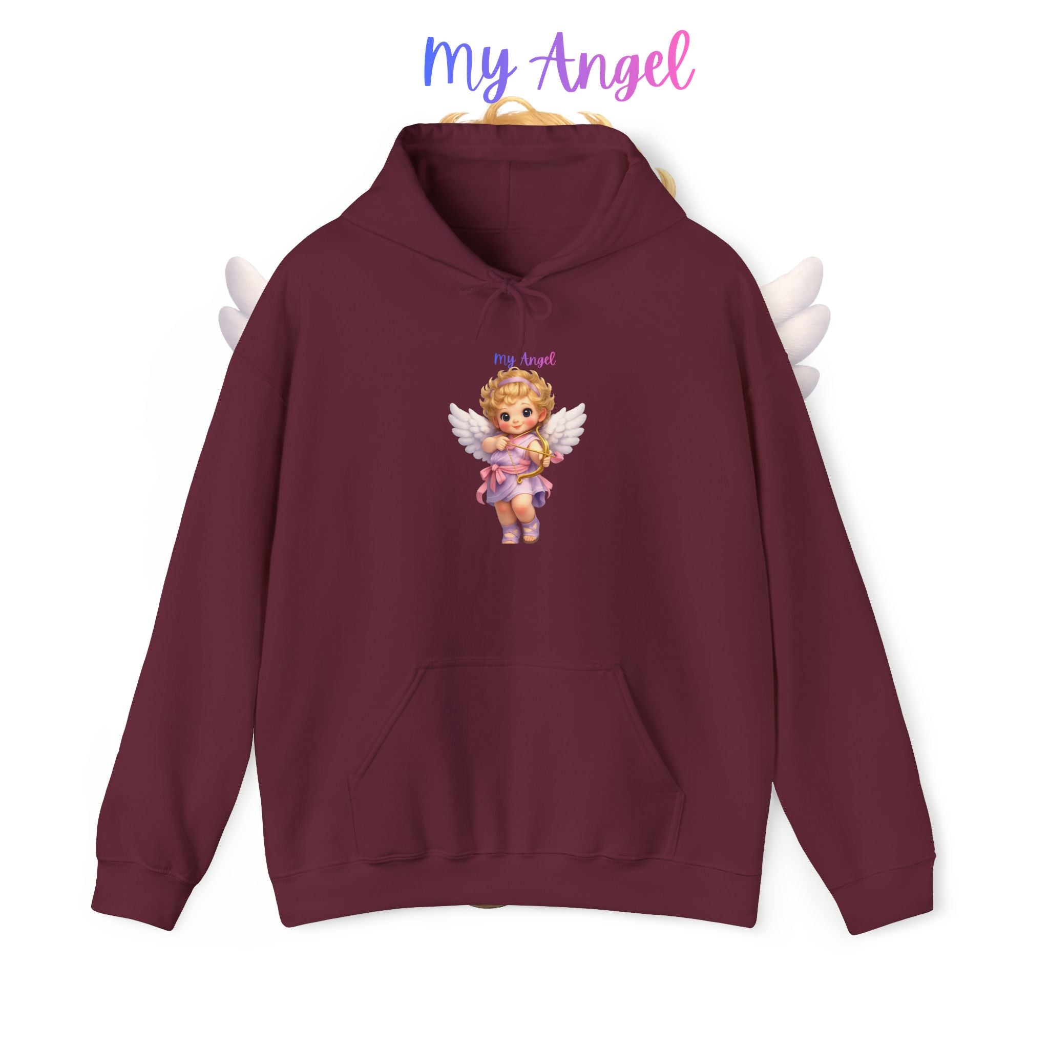 Angel Cherub Hoodie — 'Pray Hard' Cute Vintage Baby Angel Pullover