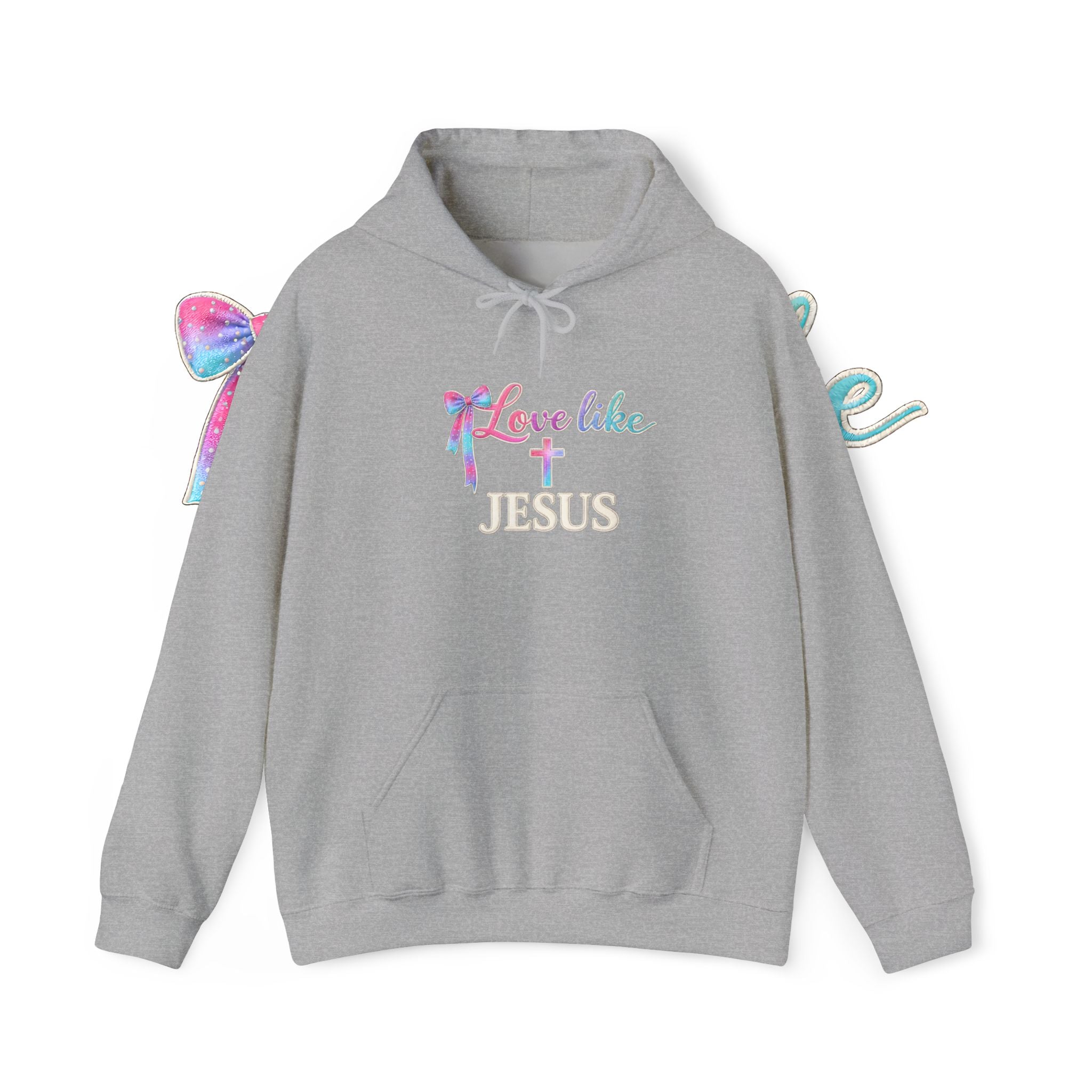 Love Like Jesus Hoodie — Faith-Based Christian Pullover with Cross Design