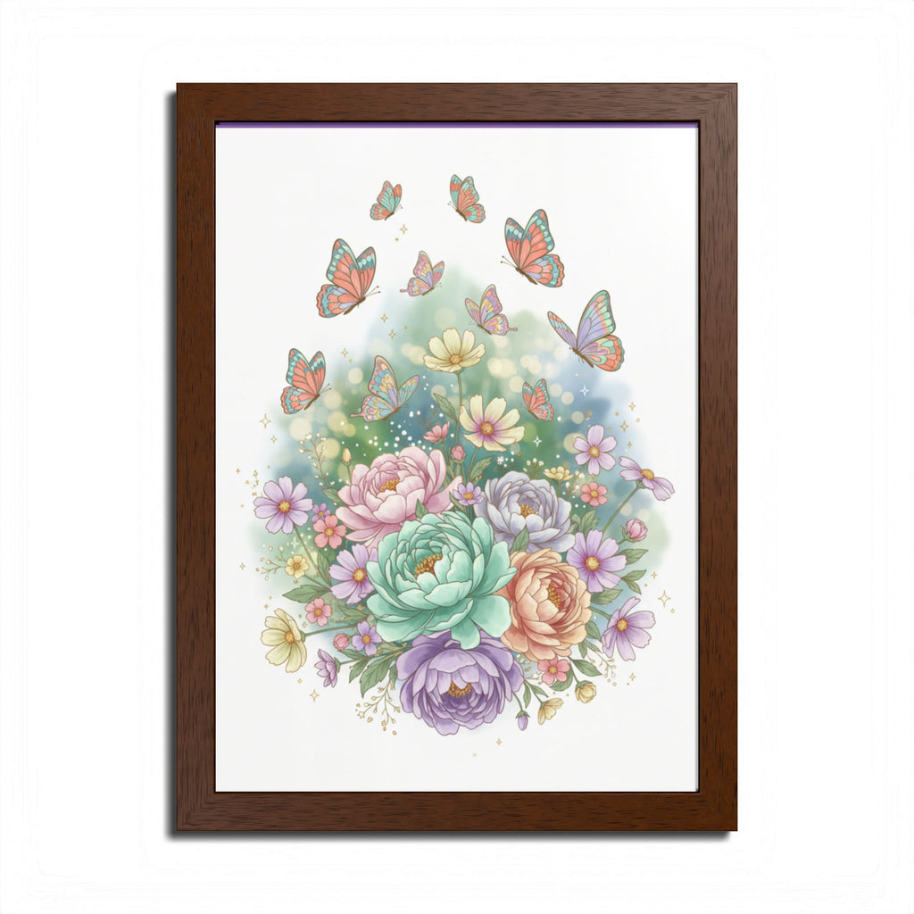 Floral Bouquet & Butterflies Framed Poster