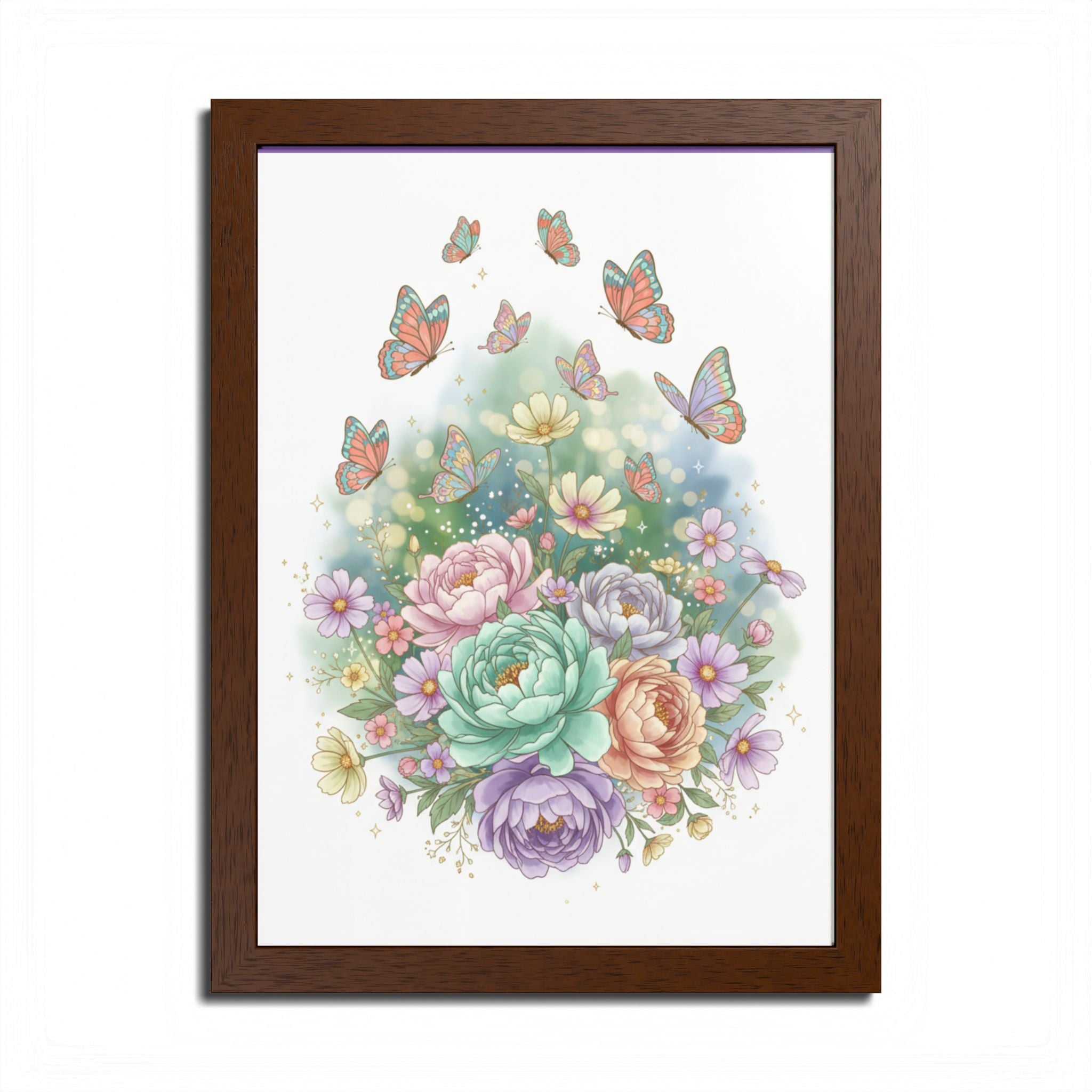 Floral Bouquet & Butterflies Framed Poster