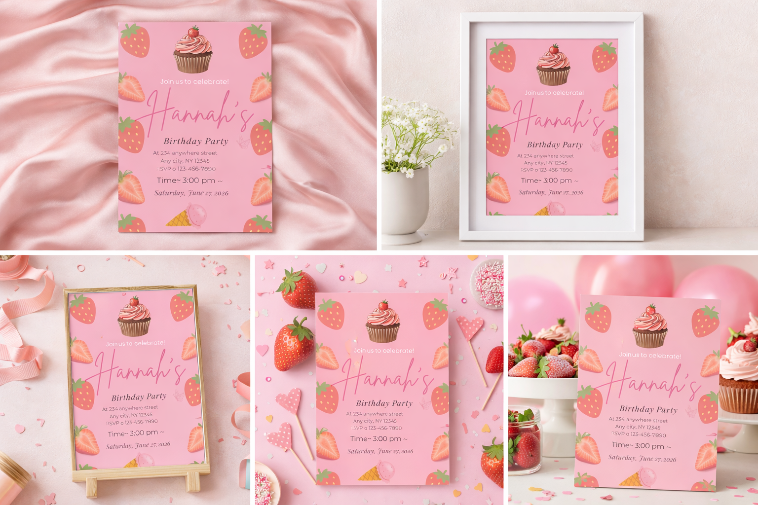 Strawberry Birthday Invitation