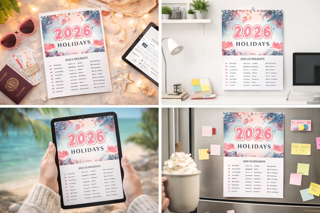 2026 Calendar Jan-Dec with monthly holidays