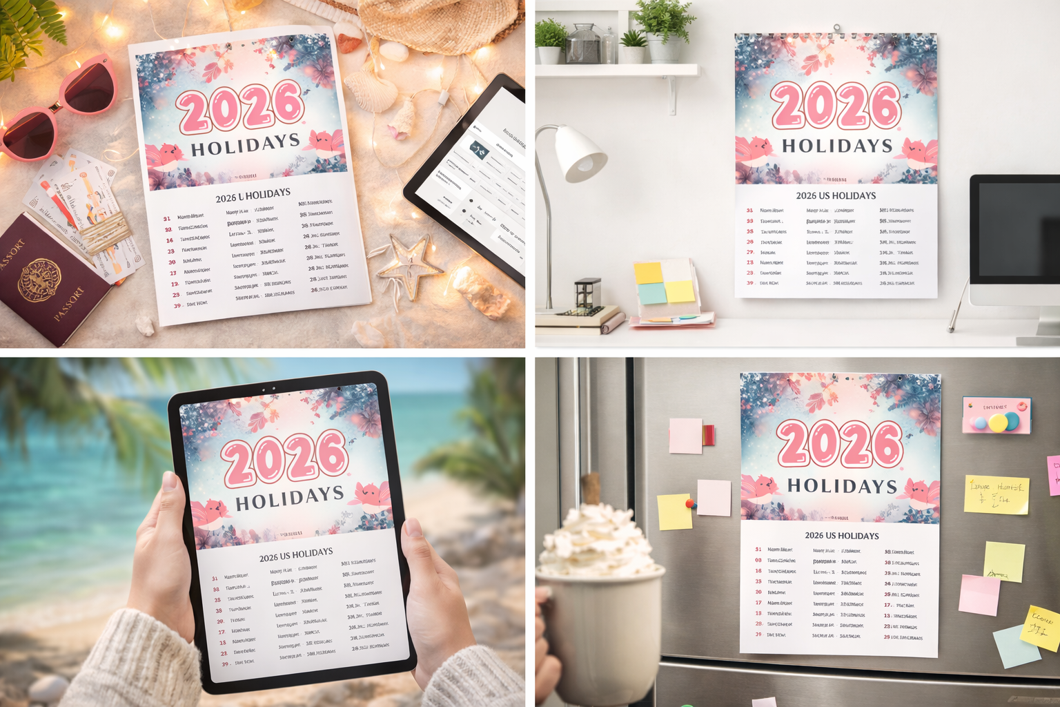 2026 Calendar Jan-Dec with monthly holidays